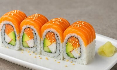 sushi order topped with salmon nyt